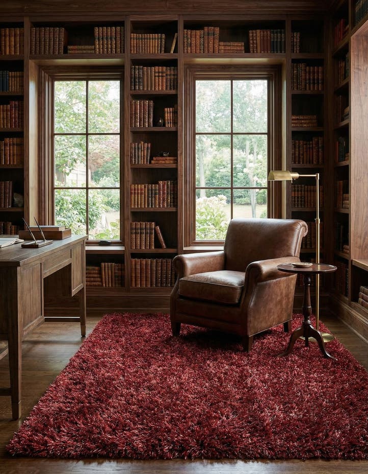 5' x 6' 6 Hand Knotted Solid Shag Rug
