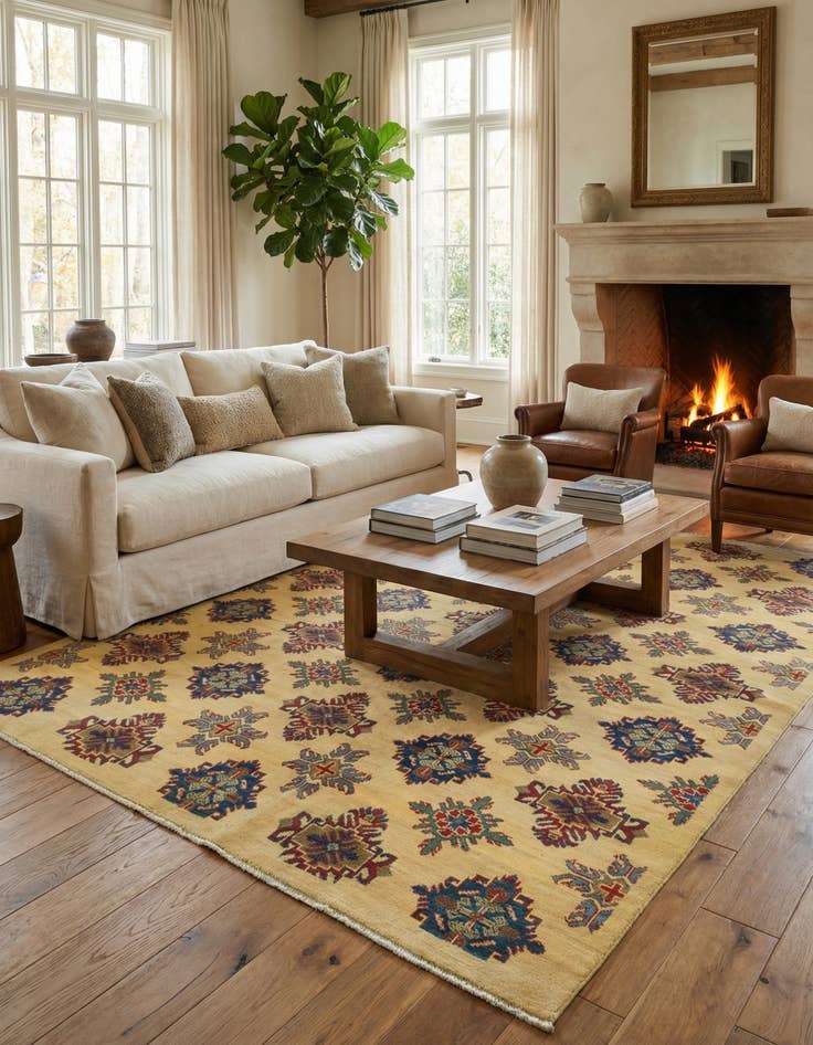 Detail image of 5' 9 x 8'  Hand Knotted Kazak Rug