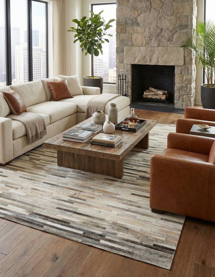 Detail image of 5' x 8' 2 Cowhide Leather Rug