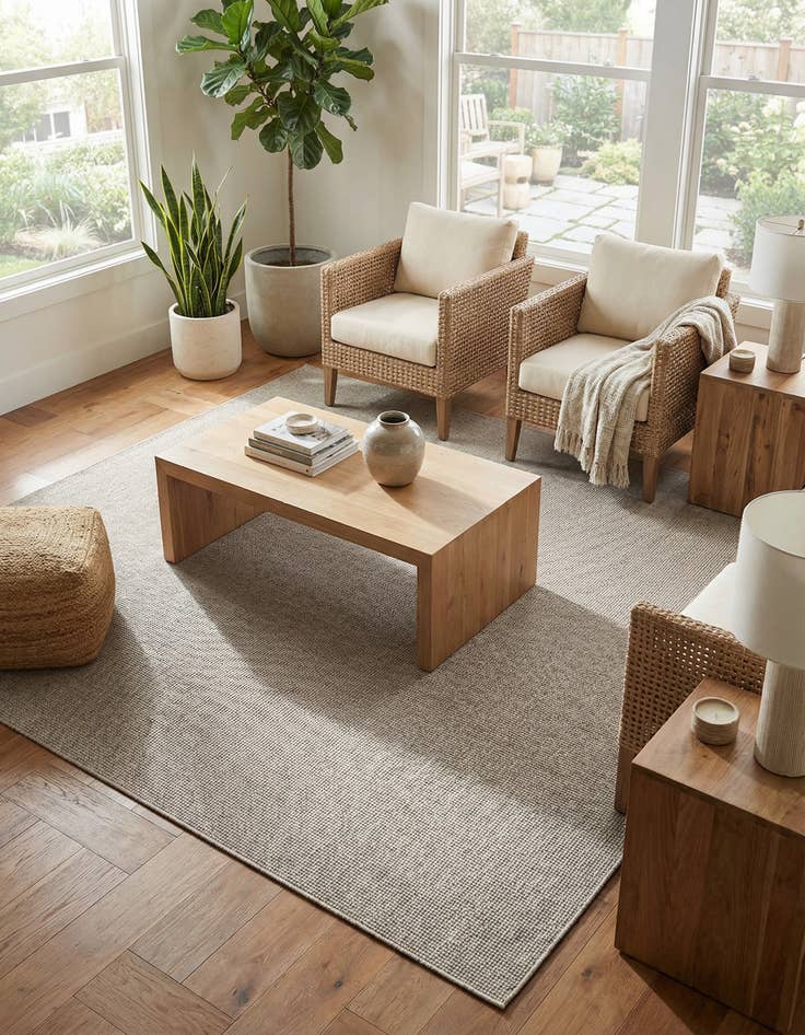 Detail image of 10' x 10'  Washable Solid Indoor / Outdoor Square Rug