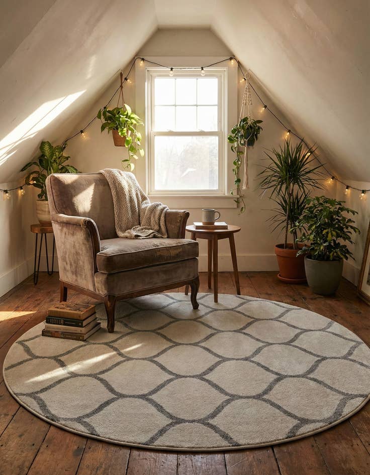 Detail image of  3' x 3' Lattice Frieze Round Rug