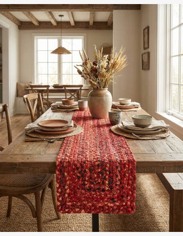 1' 2 x 10' Handmade Braided Chindi Table Runner Rug