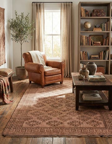 4' 9 x 8' 4 Hand Knotted Torkaman Persian Wool Rug