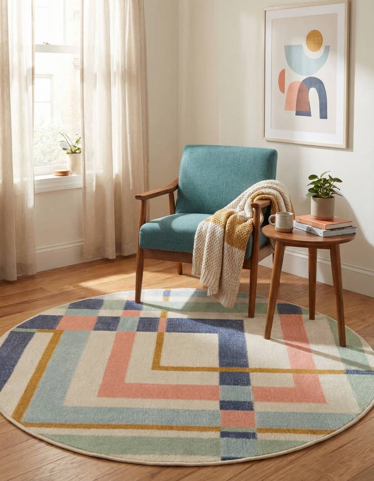 Detail image of 3' 3 x 3' 3 Lotus Round Rug