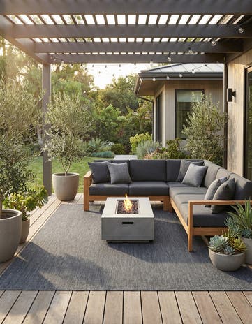 Black Easy-Clean Solid Indoor / Outdoor Rug