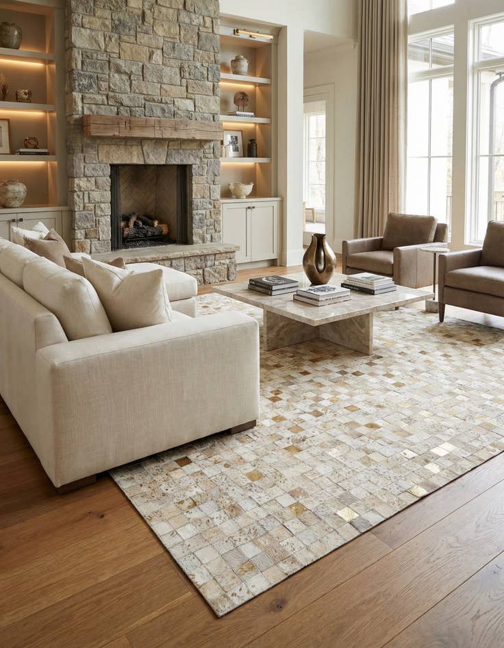 Detail image of 5' 4 x 7' 6 Cowhide Stocks Rug