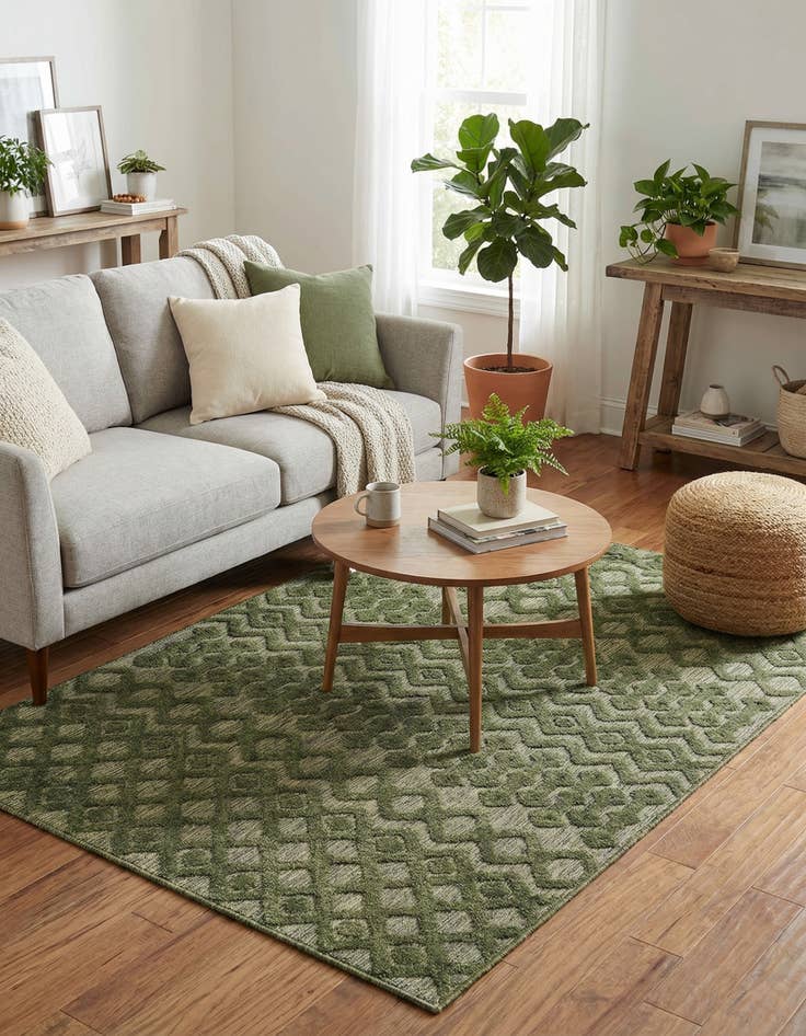 Detail image of  5' 3 x 8'  Washable Trellis Textured Indoor / Outdoor Rug