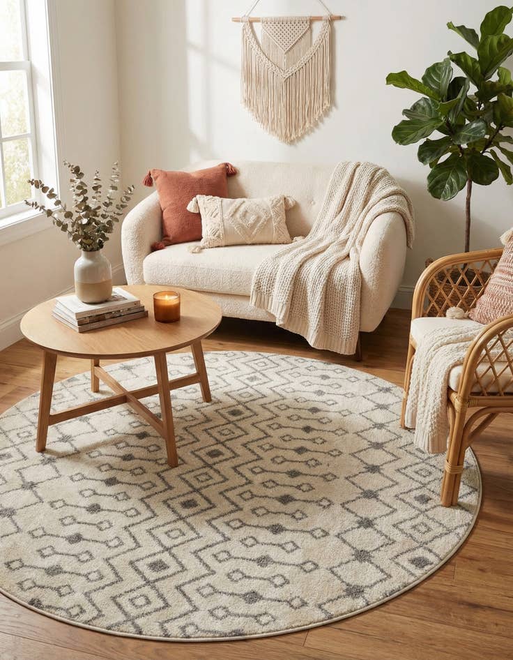 Detail image of  6' x 6' Moroccan Trellis Round Rug