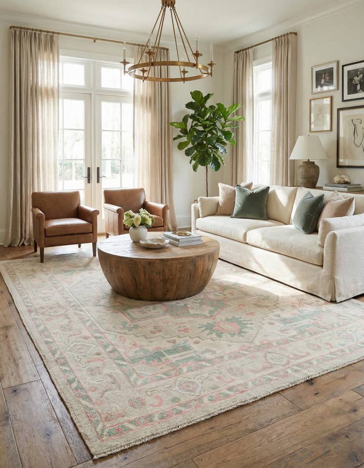 Detail image of 8' 7 x 10' 5  Hand Knotted Oushak Wool Rug