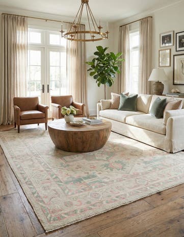 8' 7 x 10' 5 Hand Knotted Oushak Wool Rug