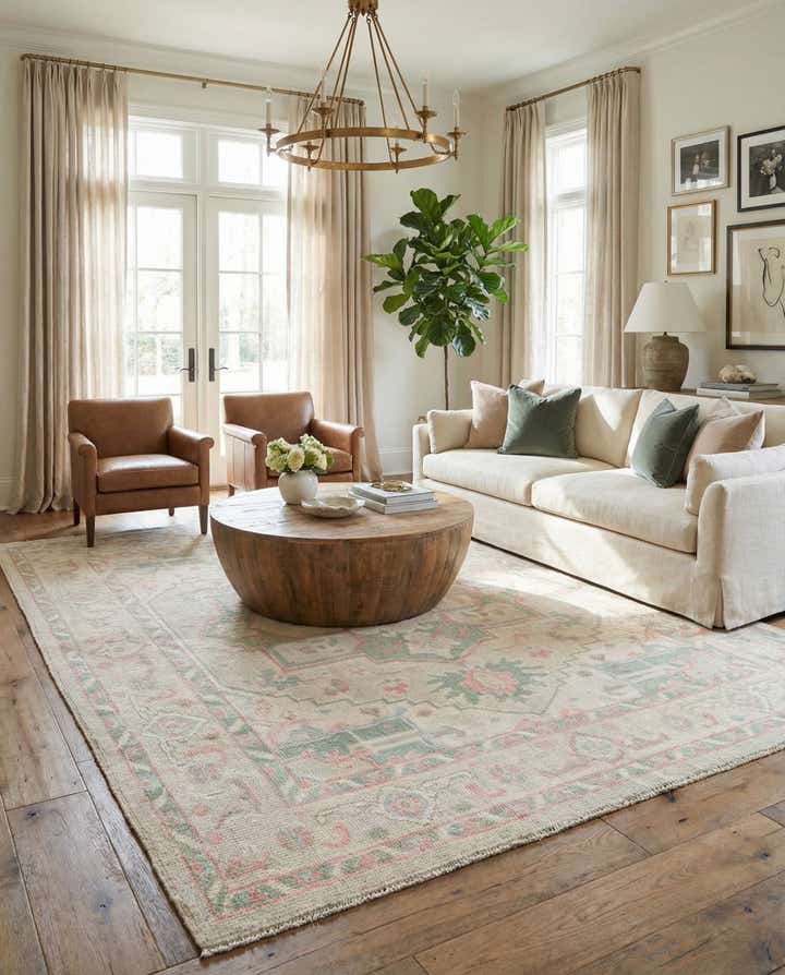 8' 7 x 10' 5 Hand Knotted Oushak Wool Rug