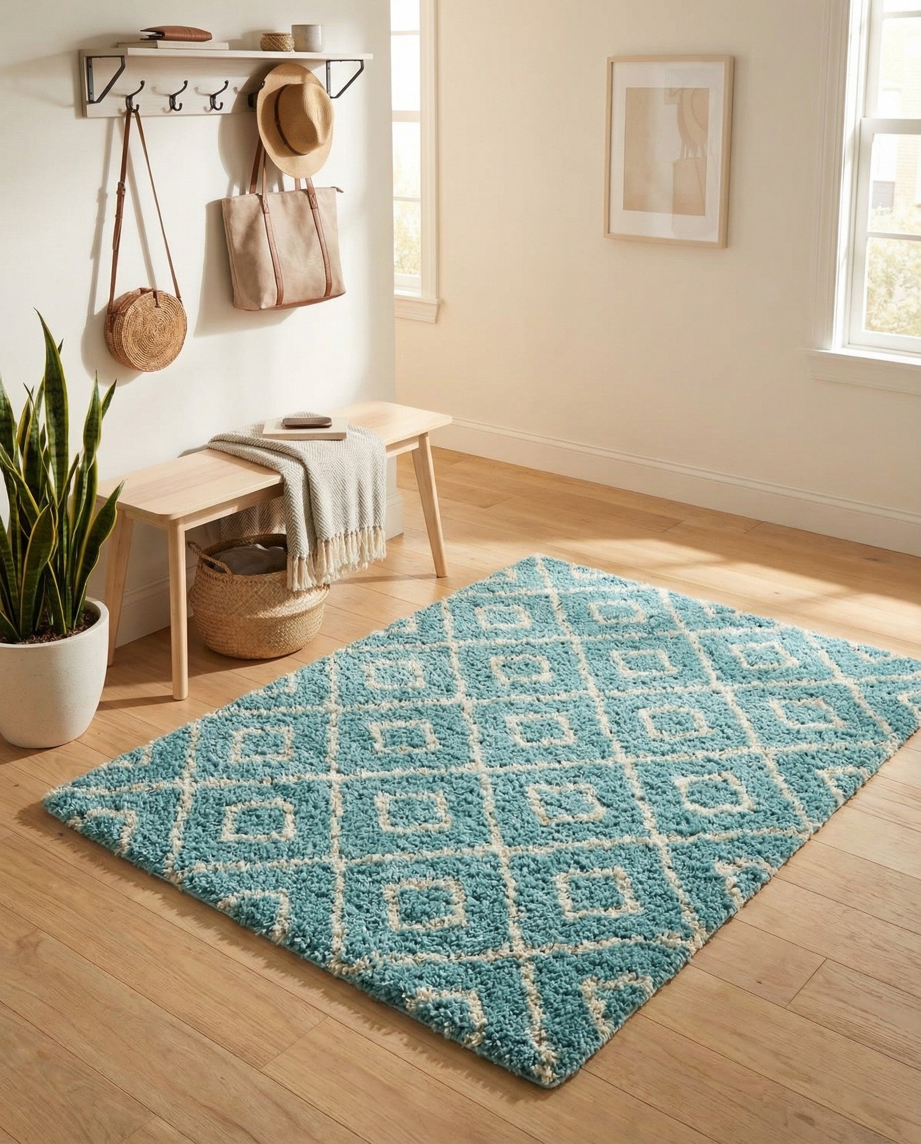  3' 3 x 3' 3 Lattice Shag Square Rug