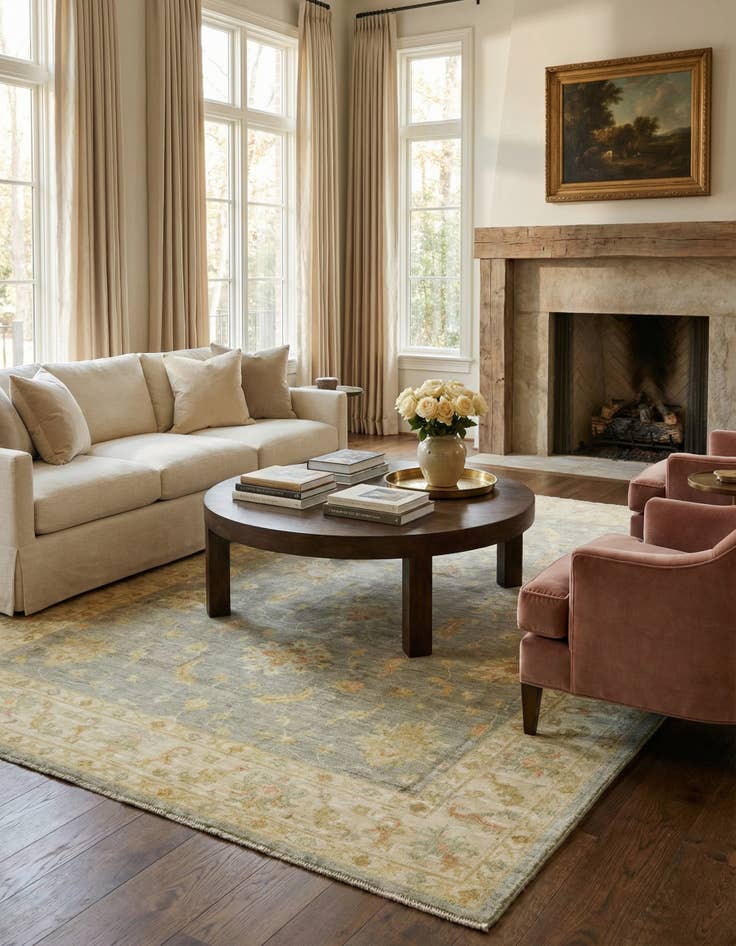 Detail image of 6' 5 x 9' 9  Hand Knotted Peshawar Ziegler Rug