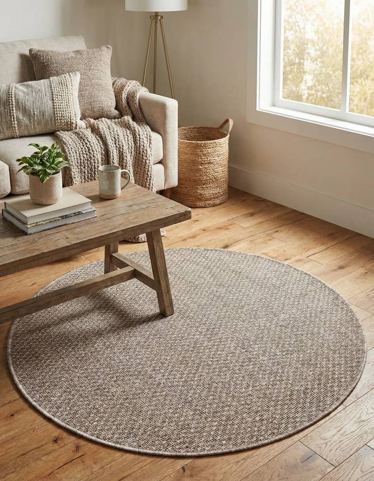 Detail image of 3' x 3'  Washable Solid Indoor / Outdoor Round Rug