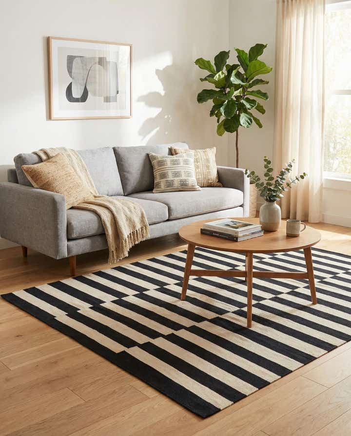 4' 3 x 5' 11 Hand Woven Kilim Modern Wool Rug