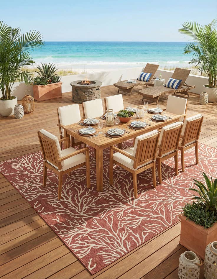Detail image of 10' x 14'  Washable Coastal Indoor / Outdoor Rug