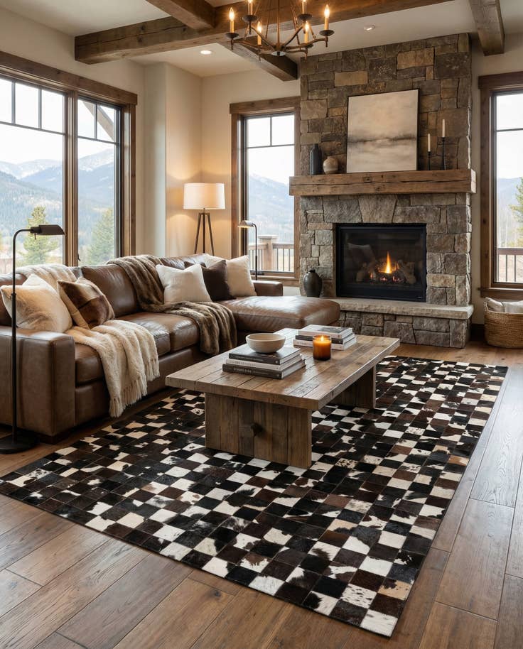 Detail image of 5' x 7' 11 Cowhide Stocks Rug