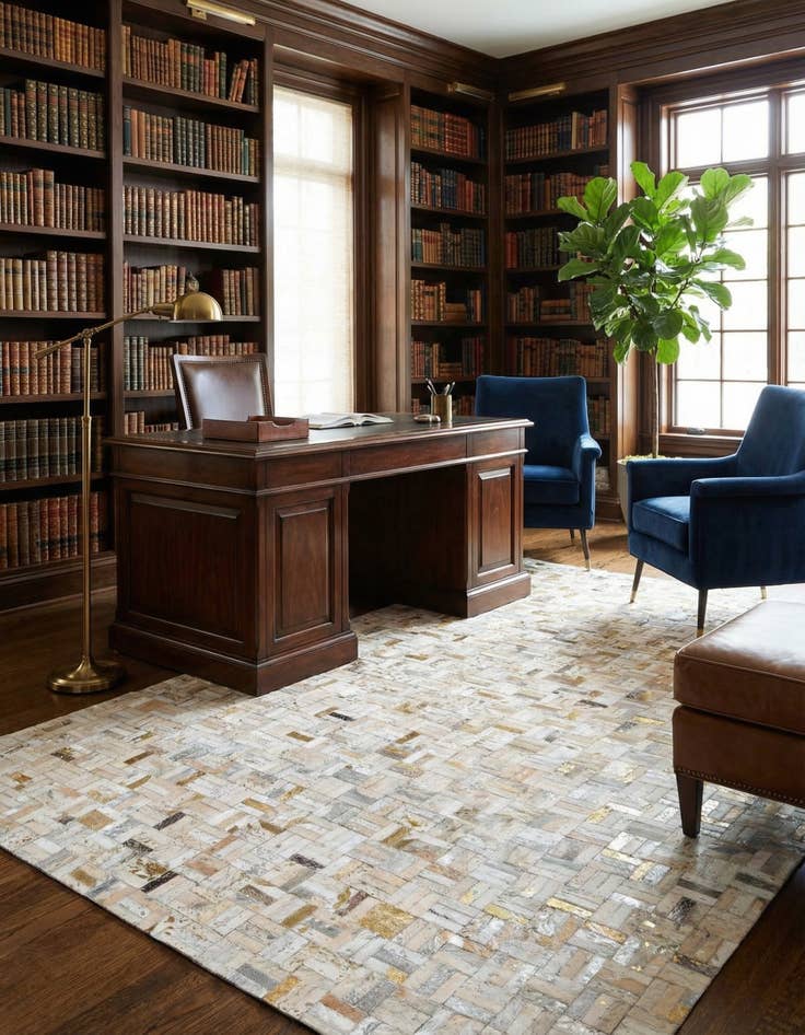 Detail image of 5' x 7' 11 Cowhide Stocks Rug