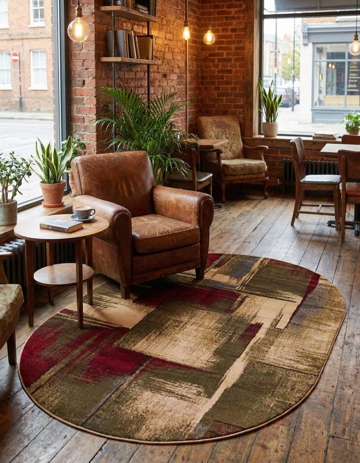 Detail image of 5' 3 x 8' Coffee Shop Oval Rug