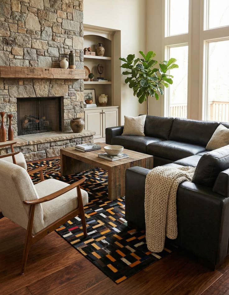 Detail image of  4' 11 x 8' 1 Cowhide - Patchwork Rug