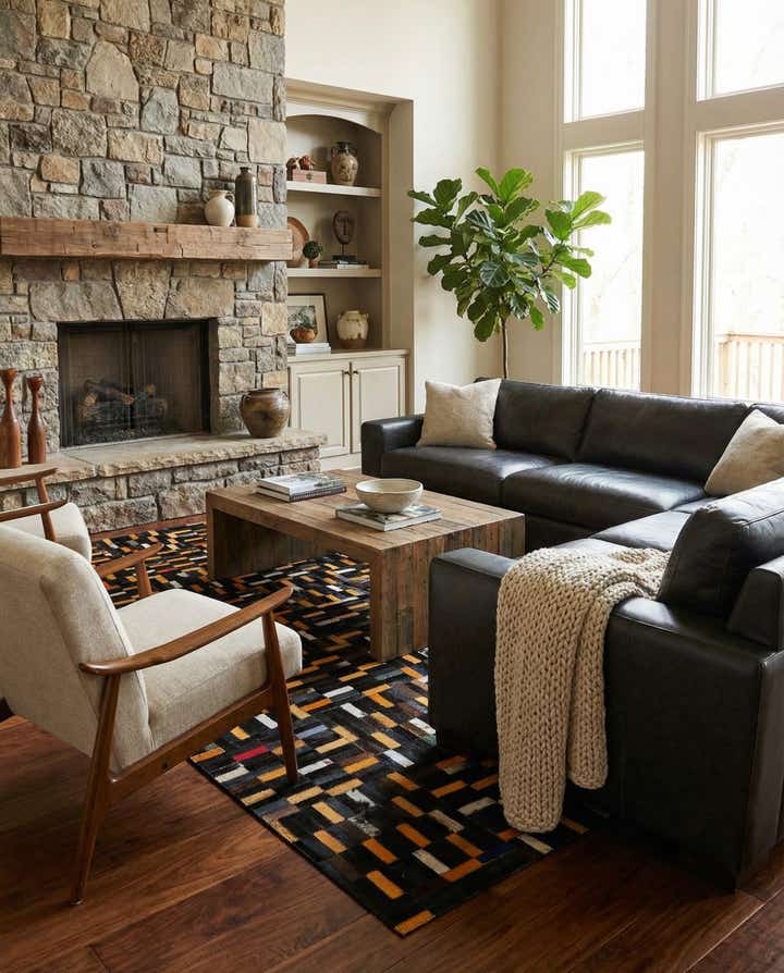 4' 11 x 8' 1 Cowhide - Patchwork Rug