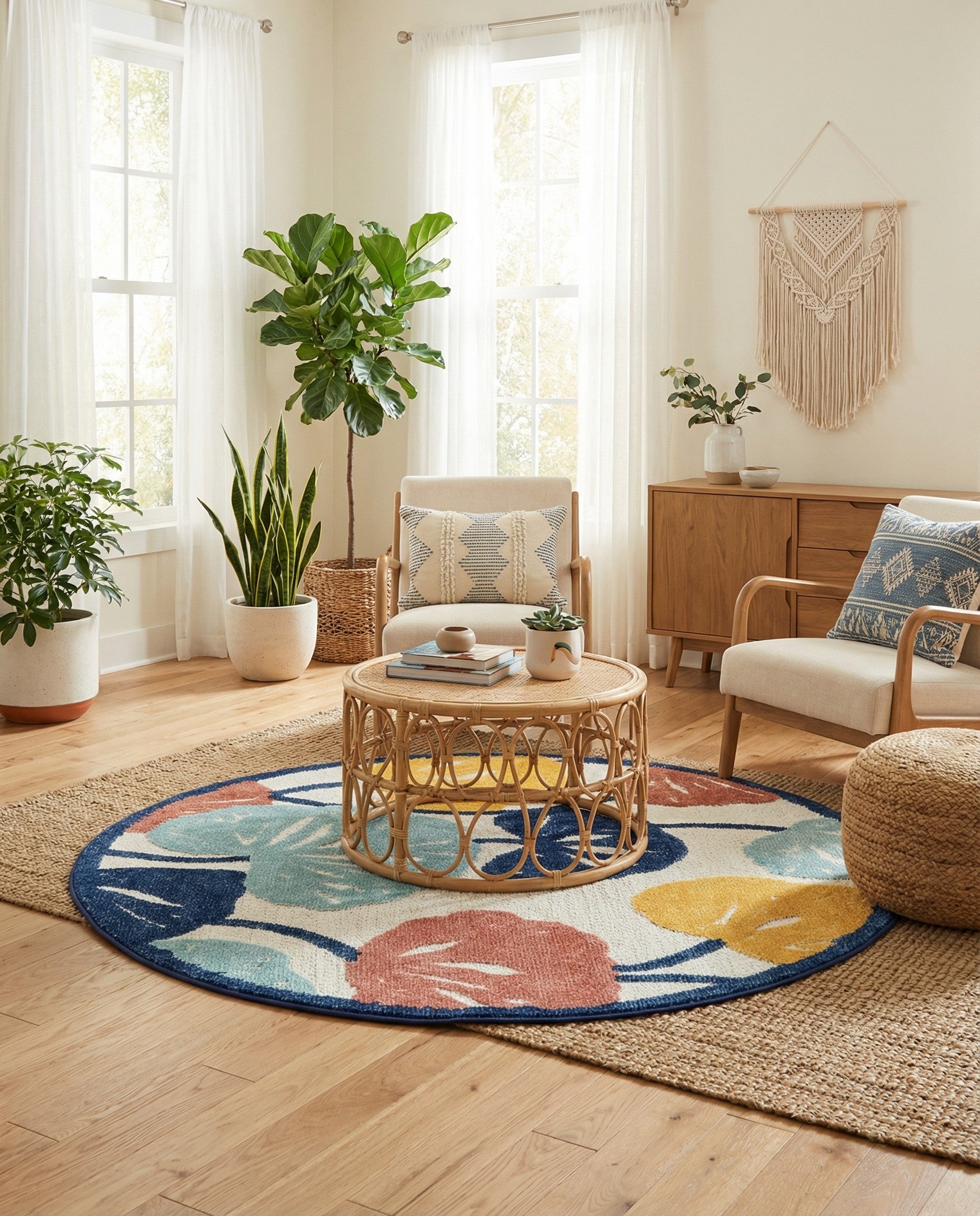 5' 3 x 5' 3 Easy-Clean Belize Indoor / Outdoor Round Rug