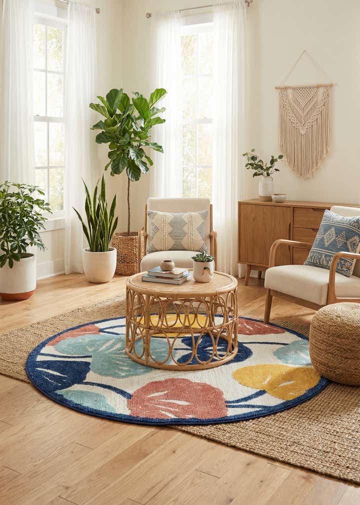 5' 3 x 5' 3 Easy-Clean Belize Indoor / Outdoor Round Rug