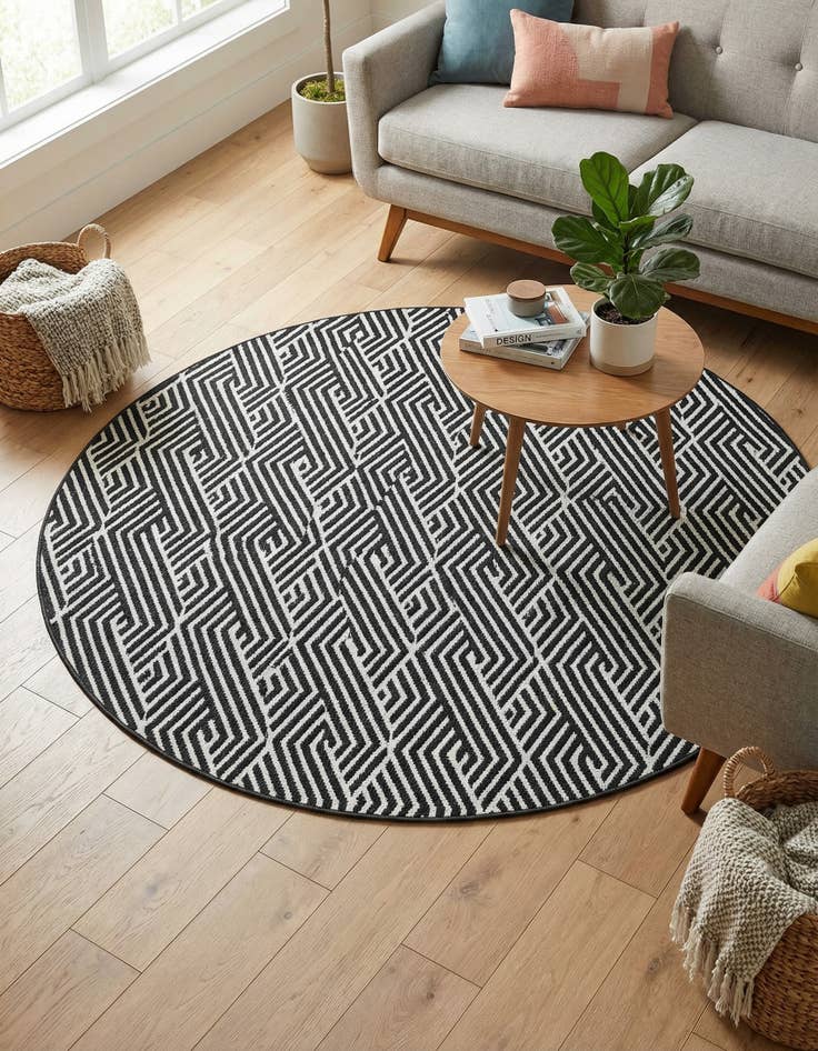 Detail image of 8' x 8'  Washable Sabrina Soto Hudson Indoor / Outdoor Round Rug