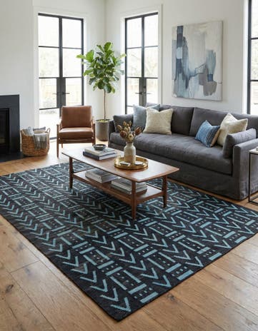 7' x 9' 1 Hand Woven Kilim Modern Wool Rug
