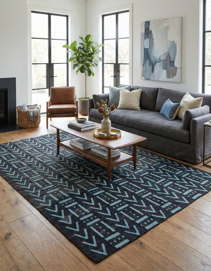 Detail image of 7' x 9' 1  Hand Woven Kilim Modern Wool Rug