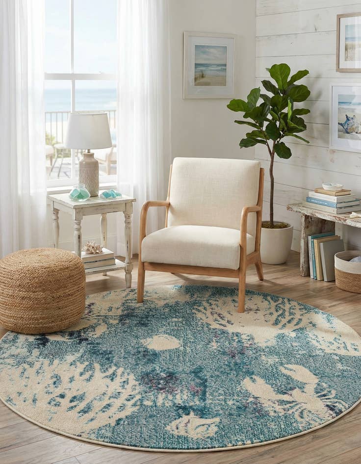 Detail image of 4' x 4'  Washable Capri Round Rug