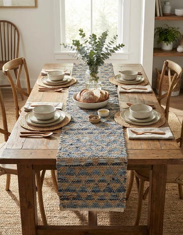 1' 2 x 6' 1 Hand Woven Chindi Jute Table Runner Rug