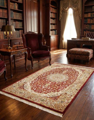 3' 3 x 4' 11 Ghom Silk Rug
