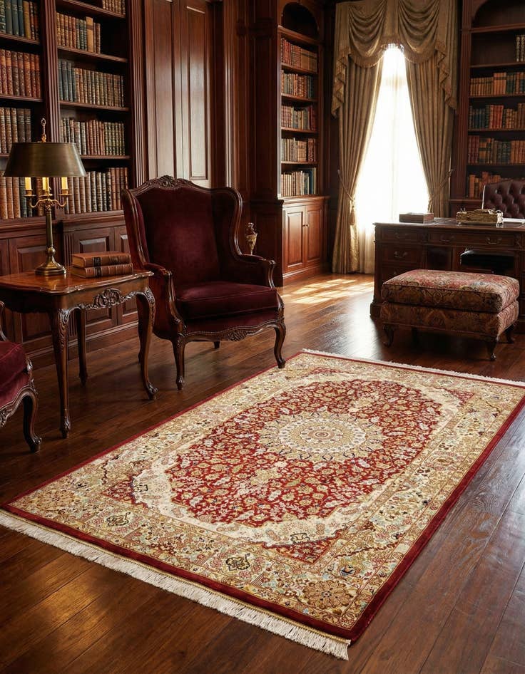 Detail image of 3' 3 x 4' 11 Ghom Silk Rug