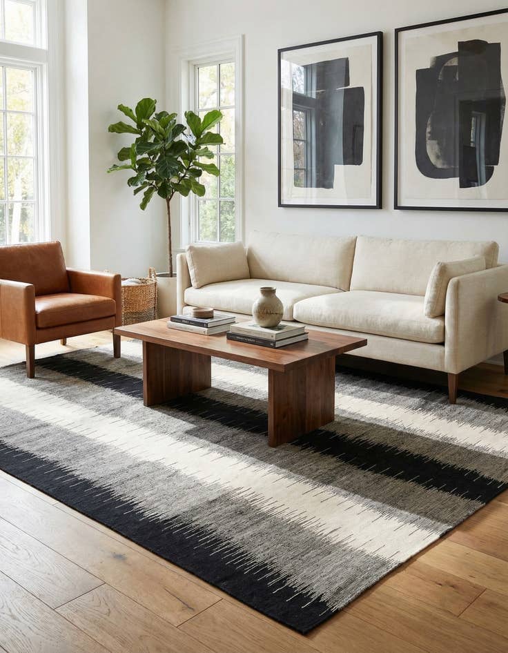 Detail image of 8' 5 x 9' 5  Hand Woven Kilim Modern Wool Rug