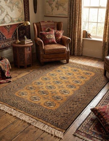 4' 1 x 6' 1 Hand Knotted Afghan Akhche Oriental Wool Rug