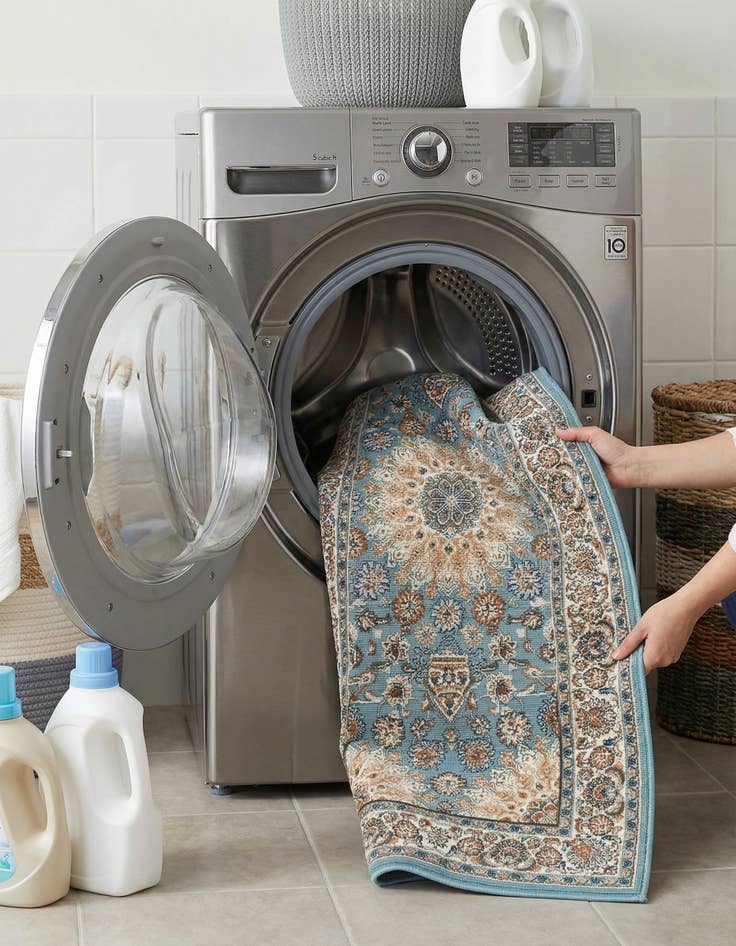 Detail image of  2' 7 x 12'  Washable Traditional Indoor / Outdoor Runner Rug