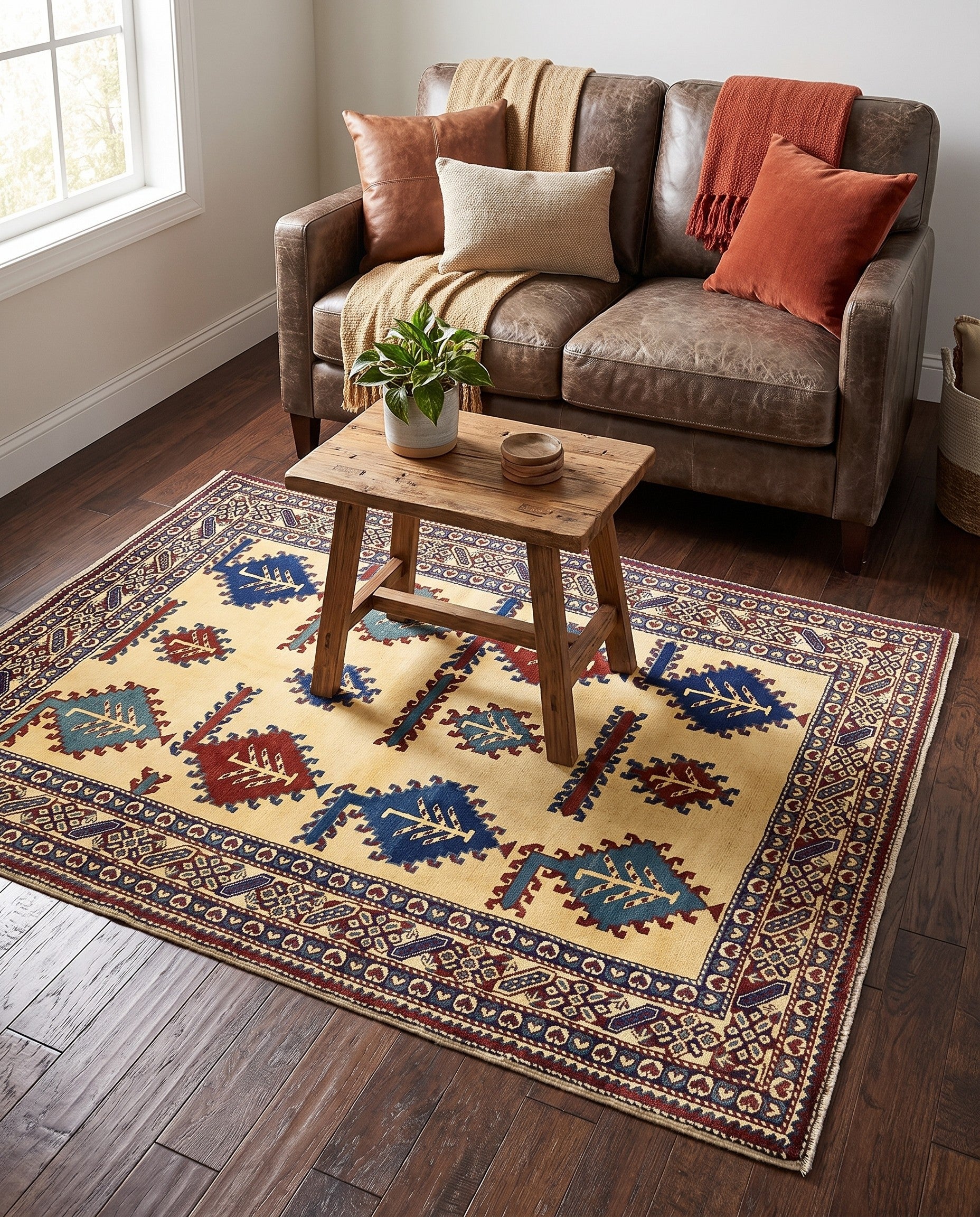 4' 3 x 5' 3 Hand Knotted Kazak Rug