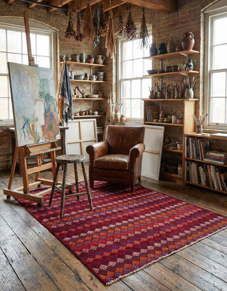 Detail image of 5' x 6' 8  Hand Knotted Balouch Wool Rug