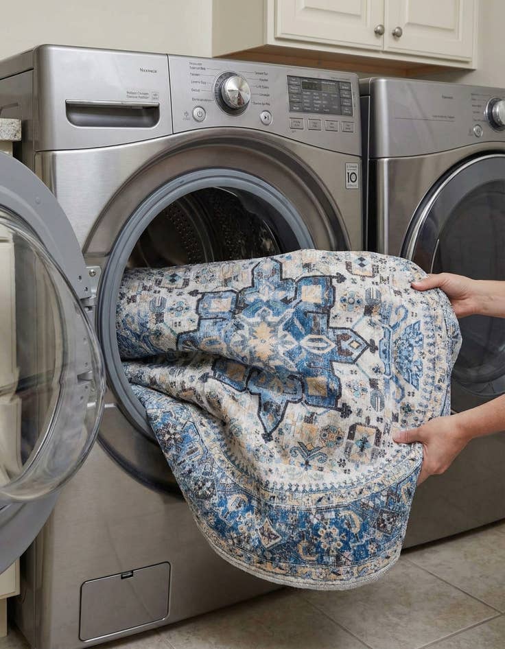 Detail image of 6' x 6'  Washable Yara Round Rug