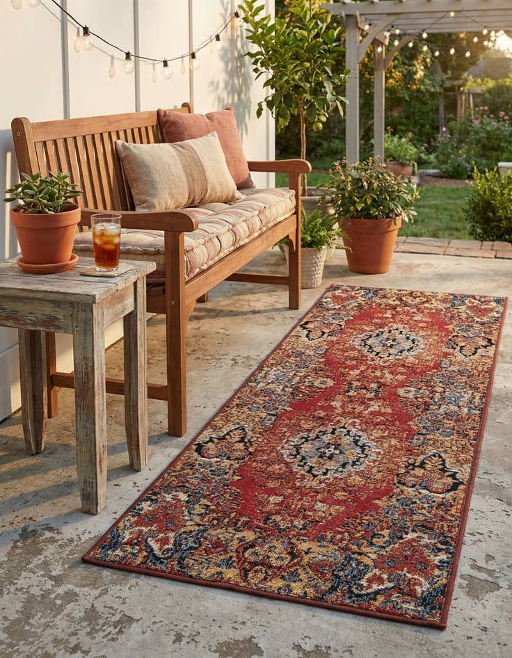 Detail image of 2' x 5'  Washable Traditional Indoor / Outdoor Runner Rug