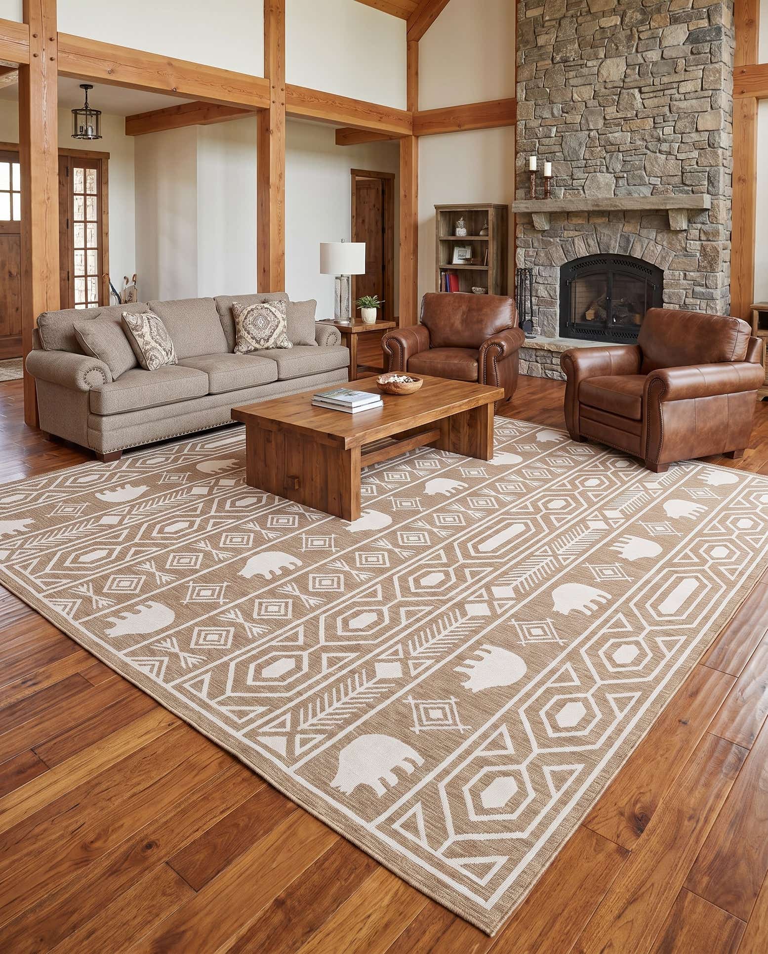 13' x 13' Easy-Clean Southwestern Indoor / Outdoor Square Rug