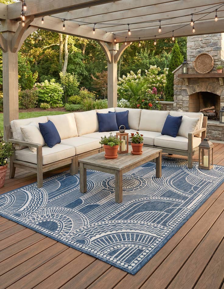 Detail image of 9' x 12'  Washable Traditional Indoor / Outdoor Rug