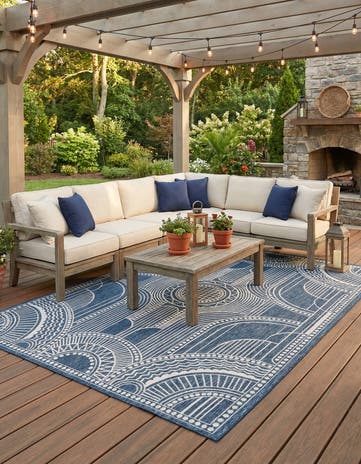 9' x 12' Easy-Clean Traditional Indoor / Outdoor Rug