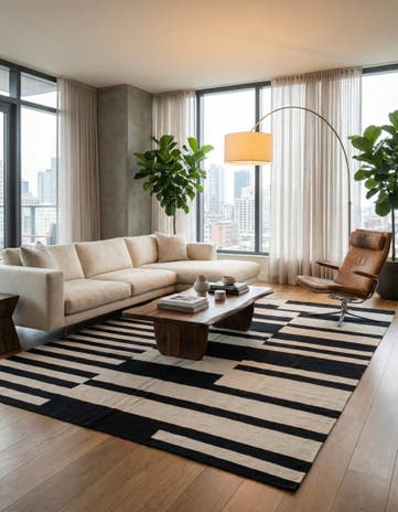 6' 7 x 9' 8 Hand Woven Kilim Modern Wool Rug