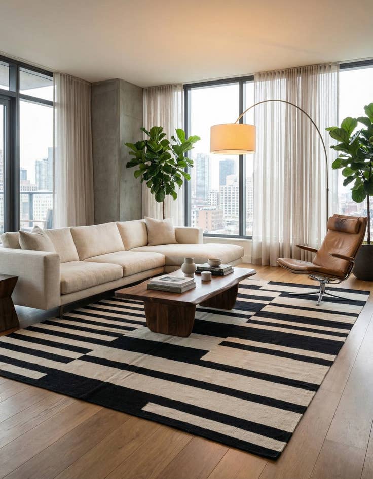 Detail image of 6' 7 x 9' 8  Hand Woven Kilim Modern Wool Rug