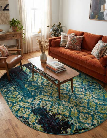 Blue Istanbul Oval Rug