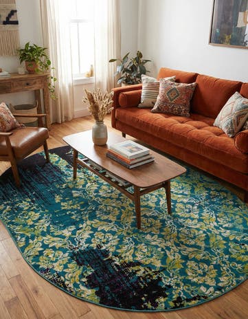 Blue Istanbul Oval Rug