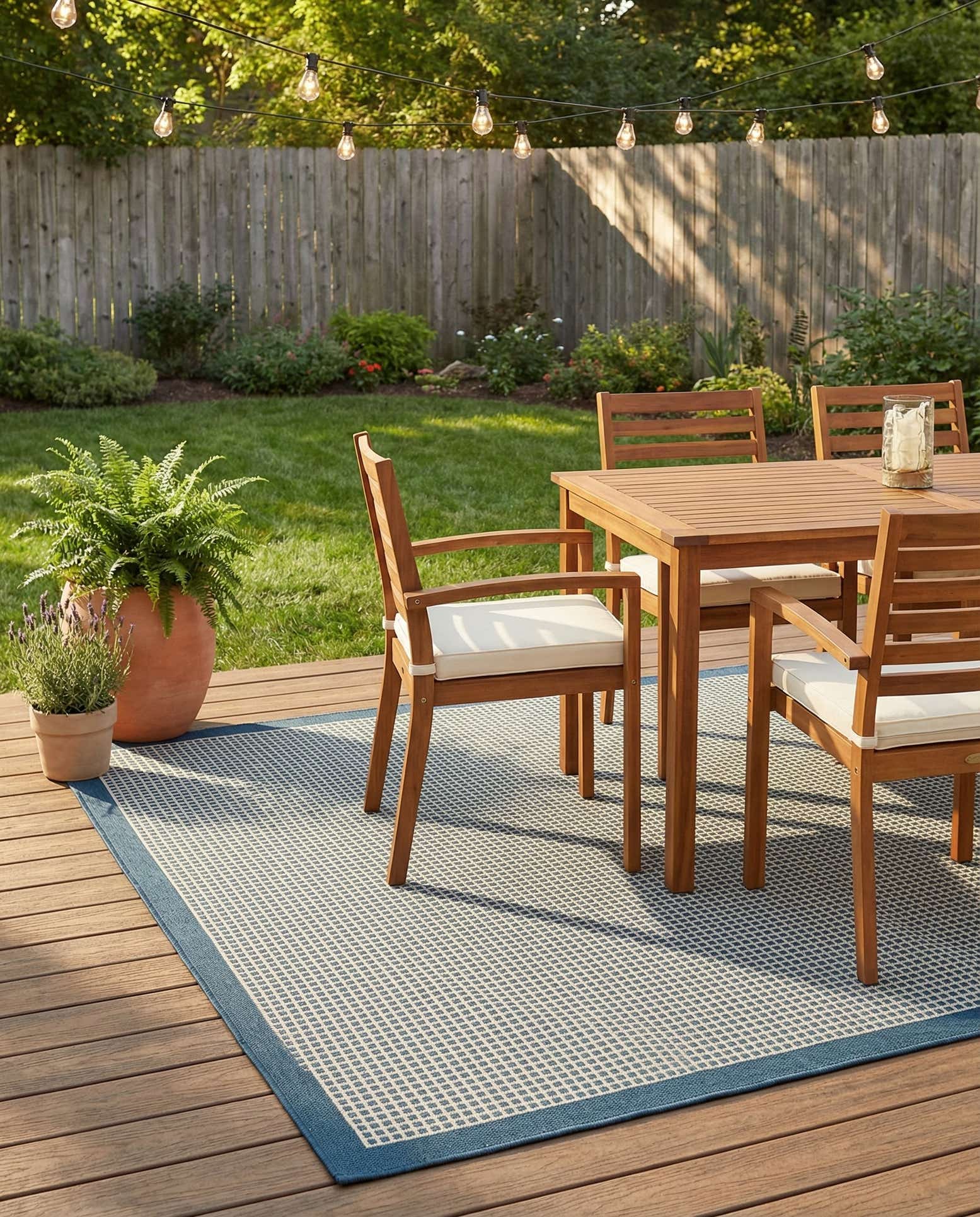 5' x 8' Easy-Clean Border Indoor / Outdoor Rug