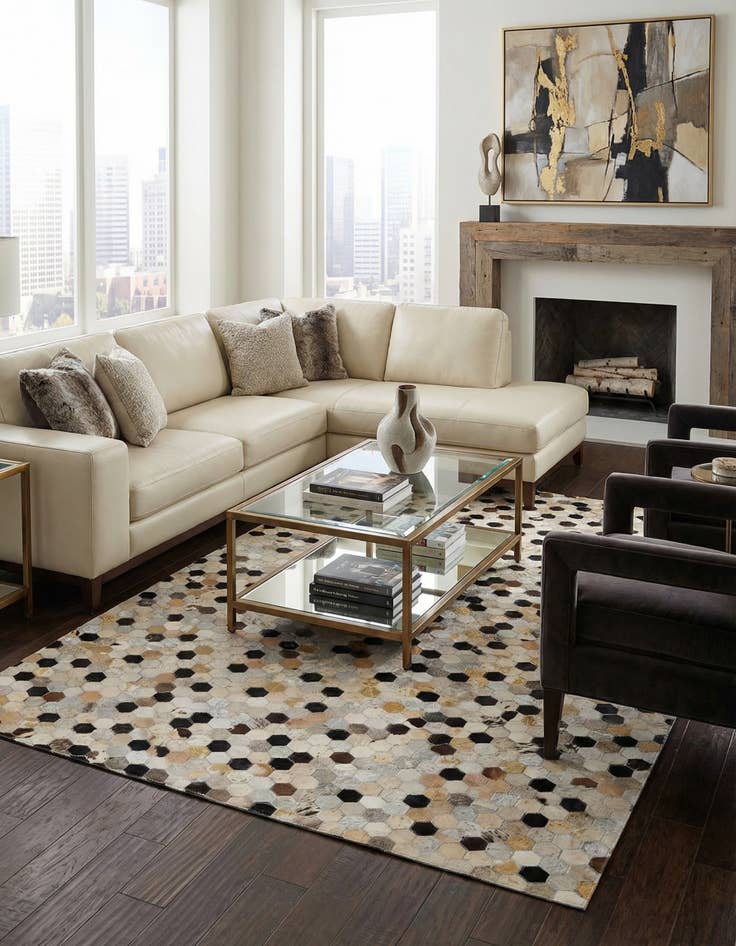 Detail image of 4' 11 x 7' 9 Cowhide - Patchwork Rug